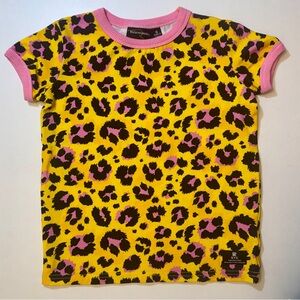 Rock Your Kid Yellow and Pink Leopard Ringer Tee